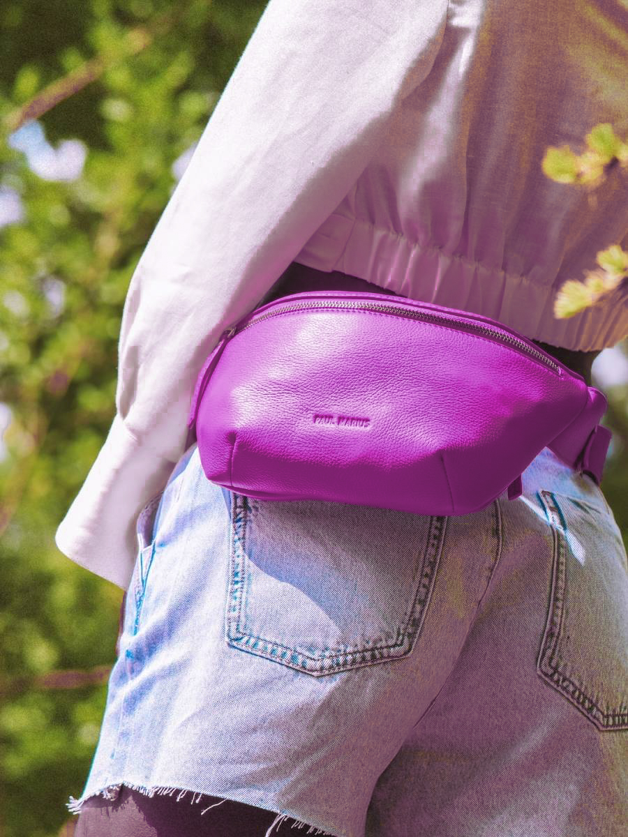 Purple Leather Fanny Pack for Women LaBanane Sorbet Blackcurrant PAUL MARIUS