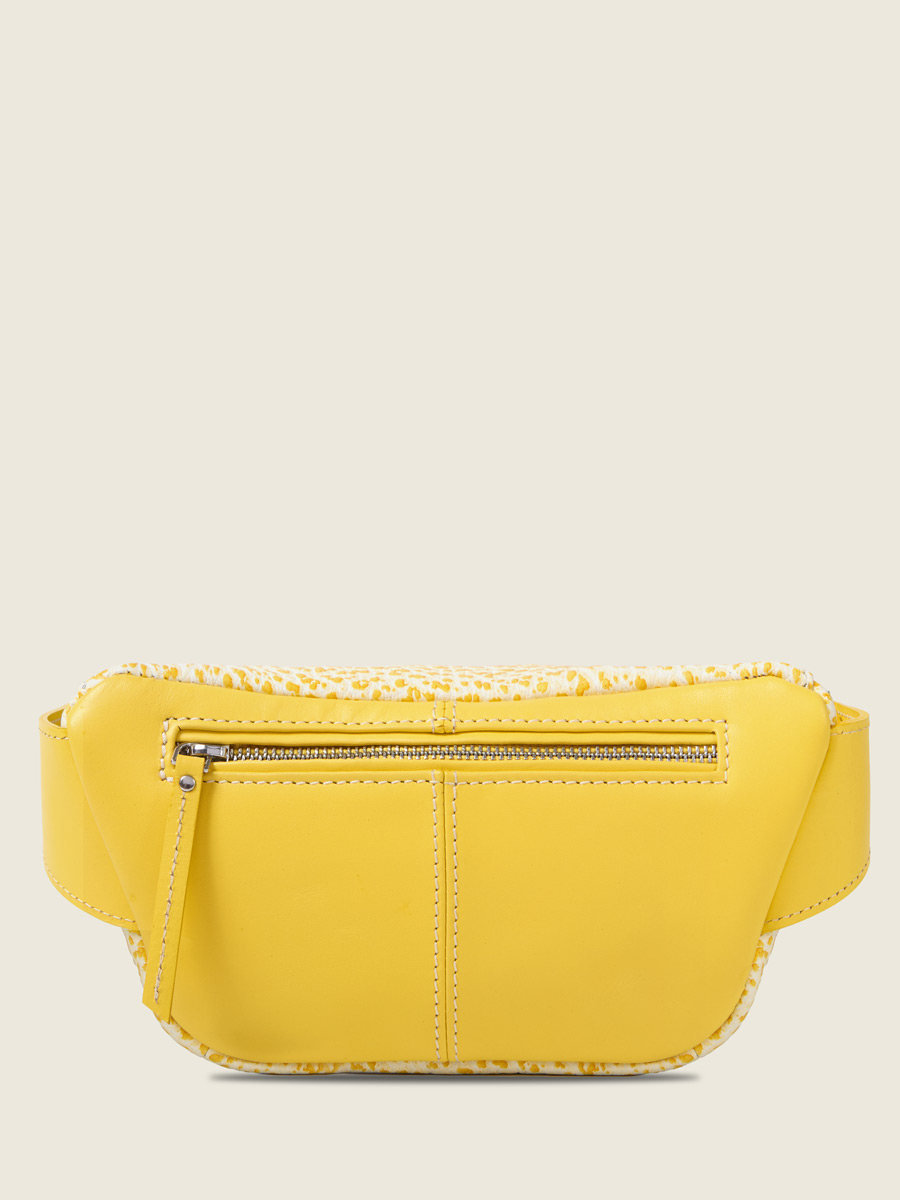 Yellow leather fanny pack LaBanane S - Citronnade side view