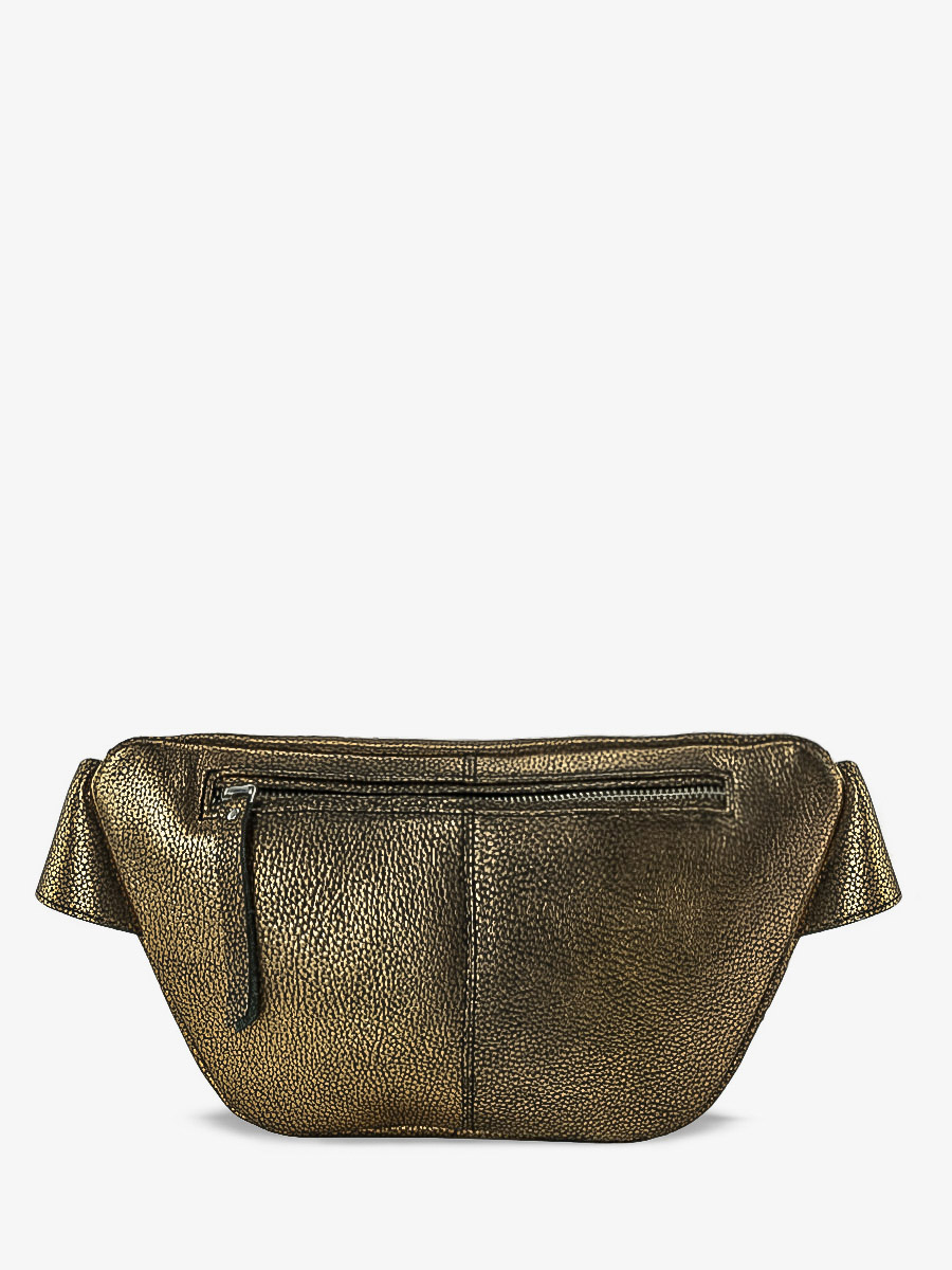 Black and Gold Leather Fanny Pack LaBanane Granite PAUL MARIUS