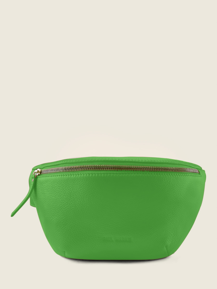 Green leather fanny pack top