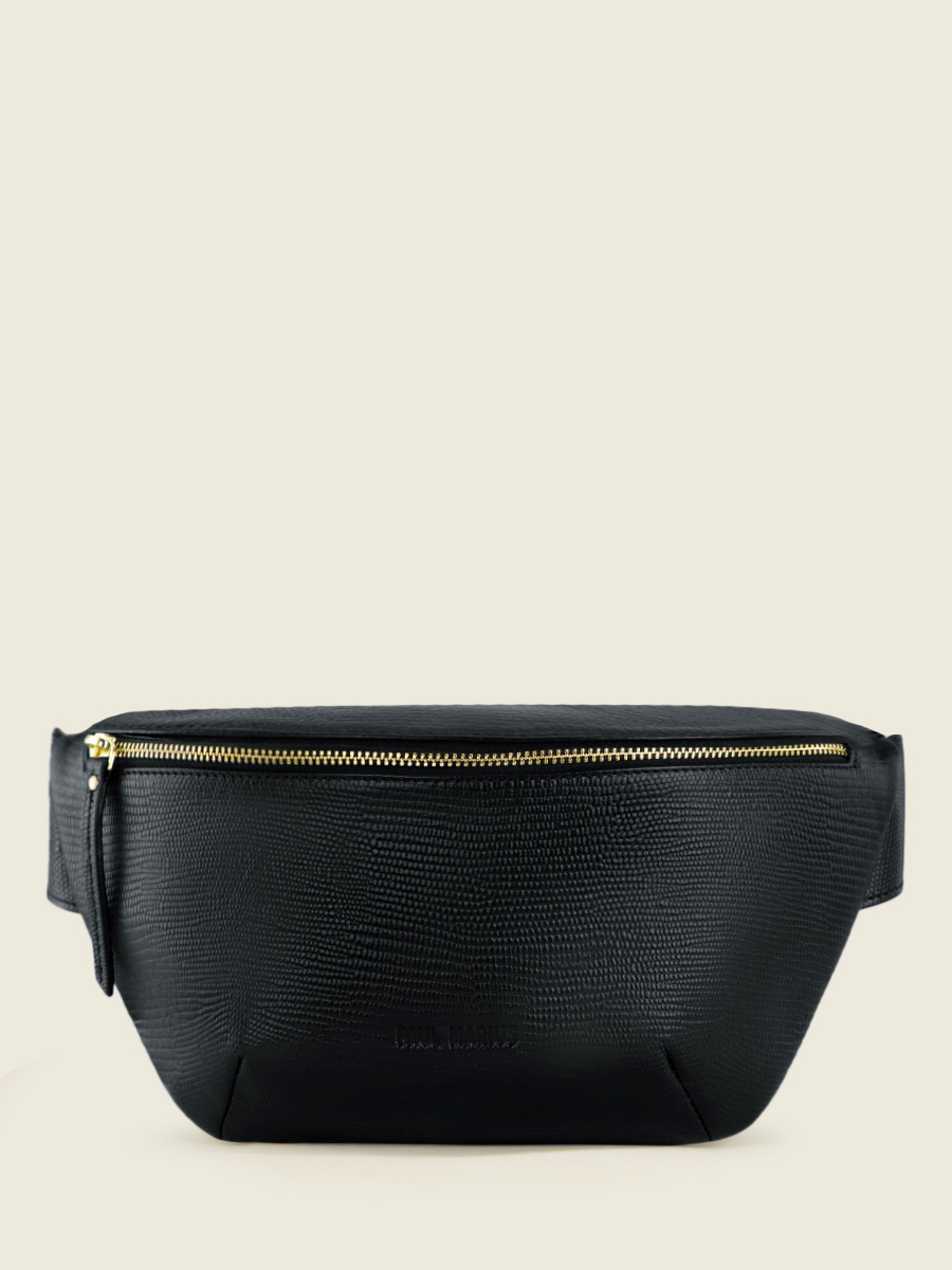 jet-black-leather-fanny-pack-labanane-1960-paul-marius-front-view-picture-m503-l-b