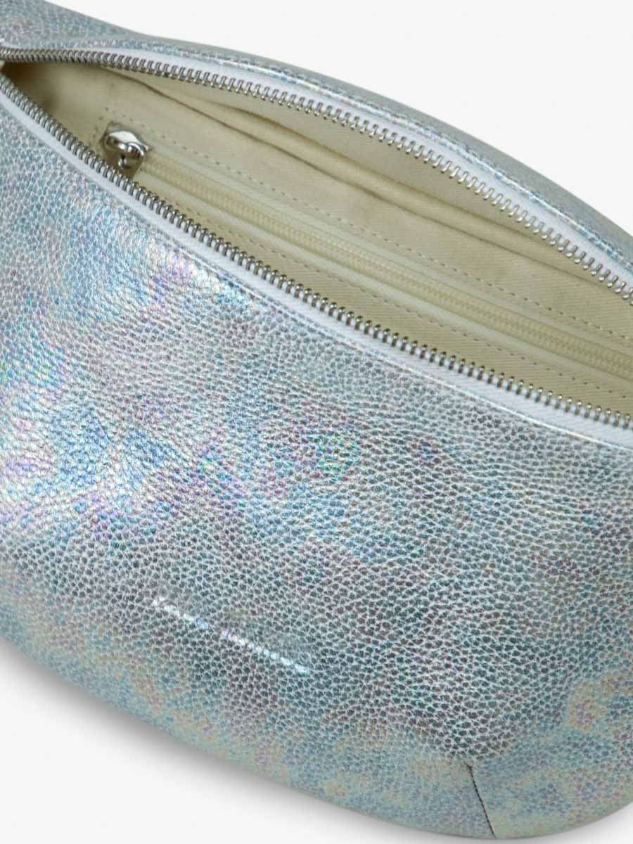 White and Holographic Leather Fanny Pack LaBanane Granite PAUL MARIUS