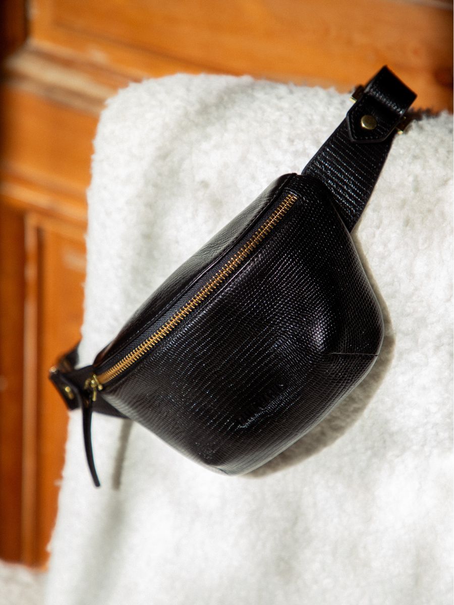 Black Leather Fanny Pack for Women LaBanane XS 1960 Jet Black PAUL MARIUS