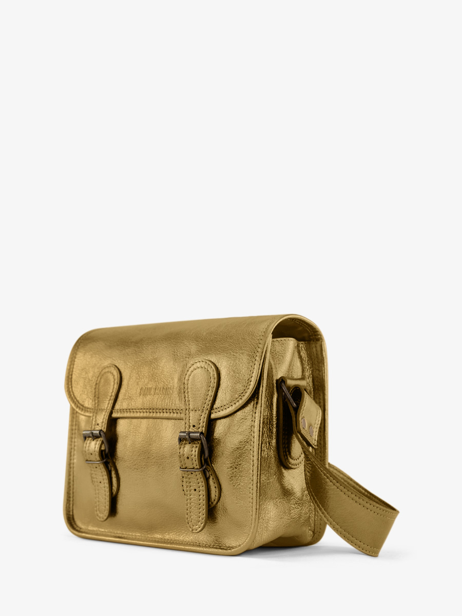 Gold Leather Shoulder Bag for Women LaSacoche S Bronze PAUL MARIUS