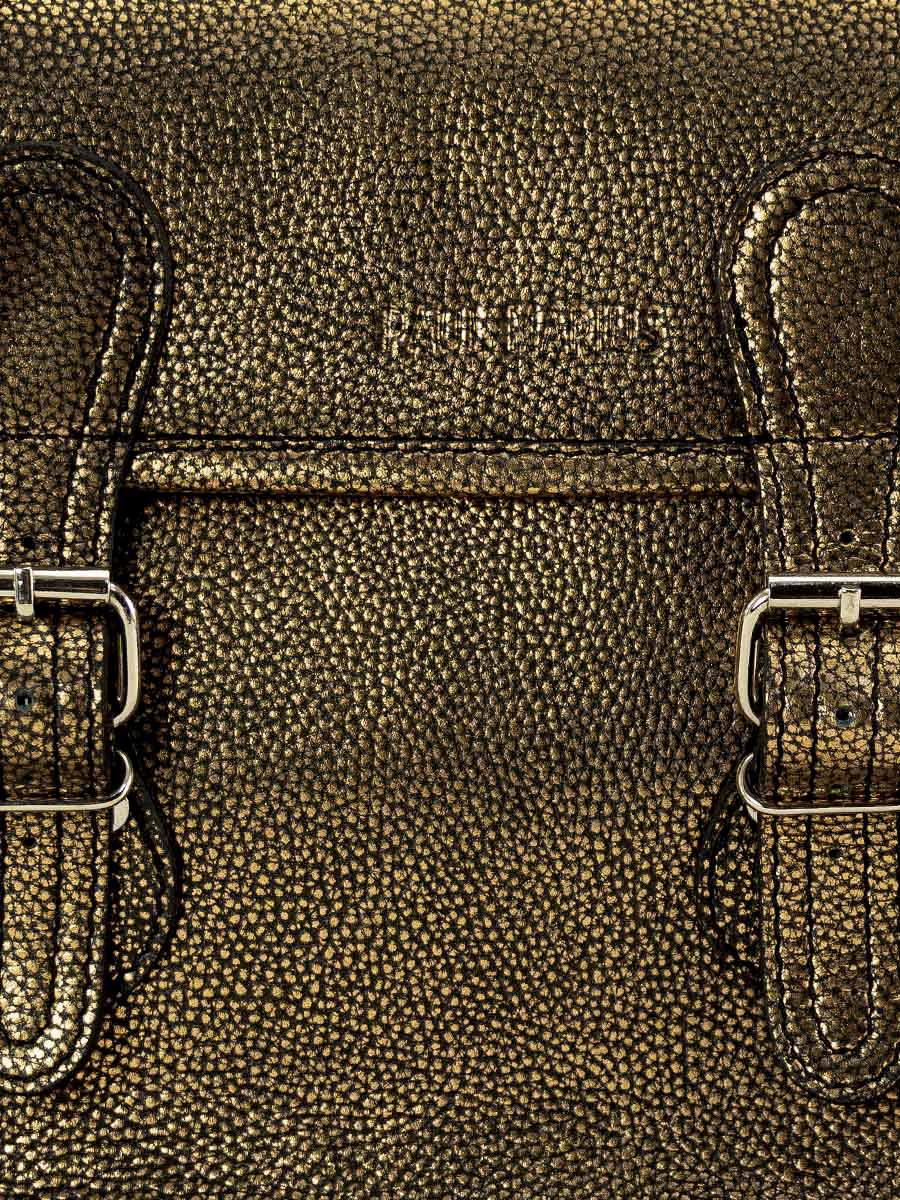 Black and Gold Leather Cross body Bag for Women LaSacoche S Granite PAUL MARIUS