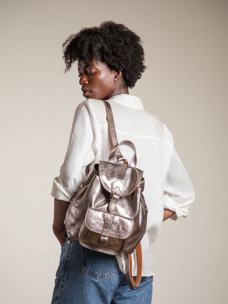 Silver Leather Backpack for Women - LeBaroudeur Gold | PAUL MARIUS