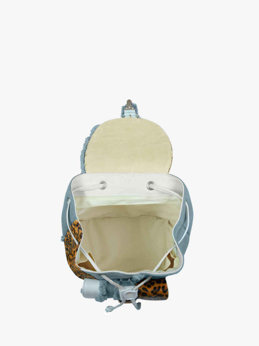 white-leopard-leather-backpack-lebaroudeur-chimere-denim-white-paul-marius-ambient-view-picture-m40-ch-w-denim