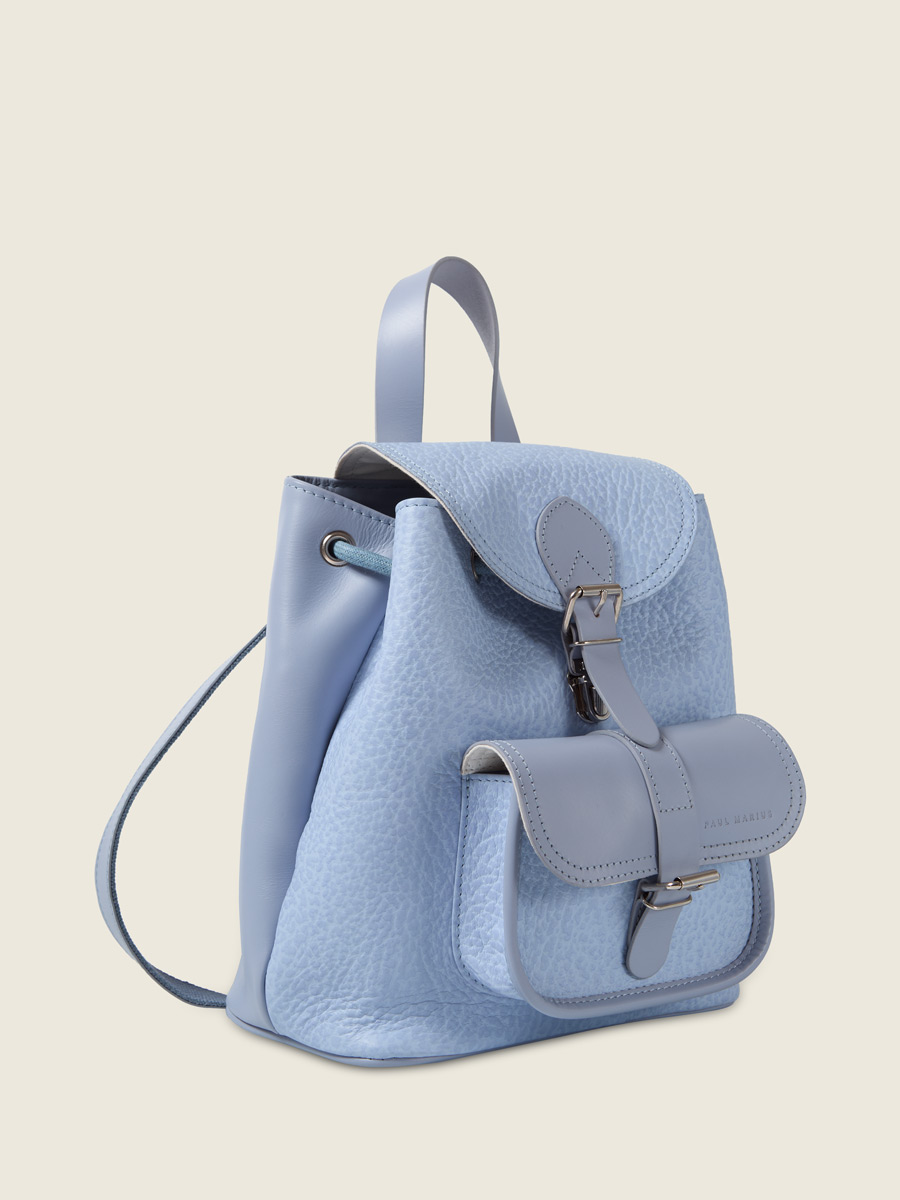 Purple leather backpack LeBaroudeur - Lavande back view