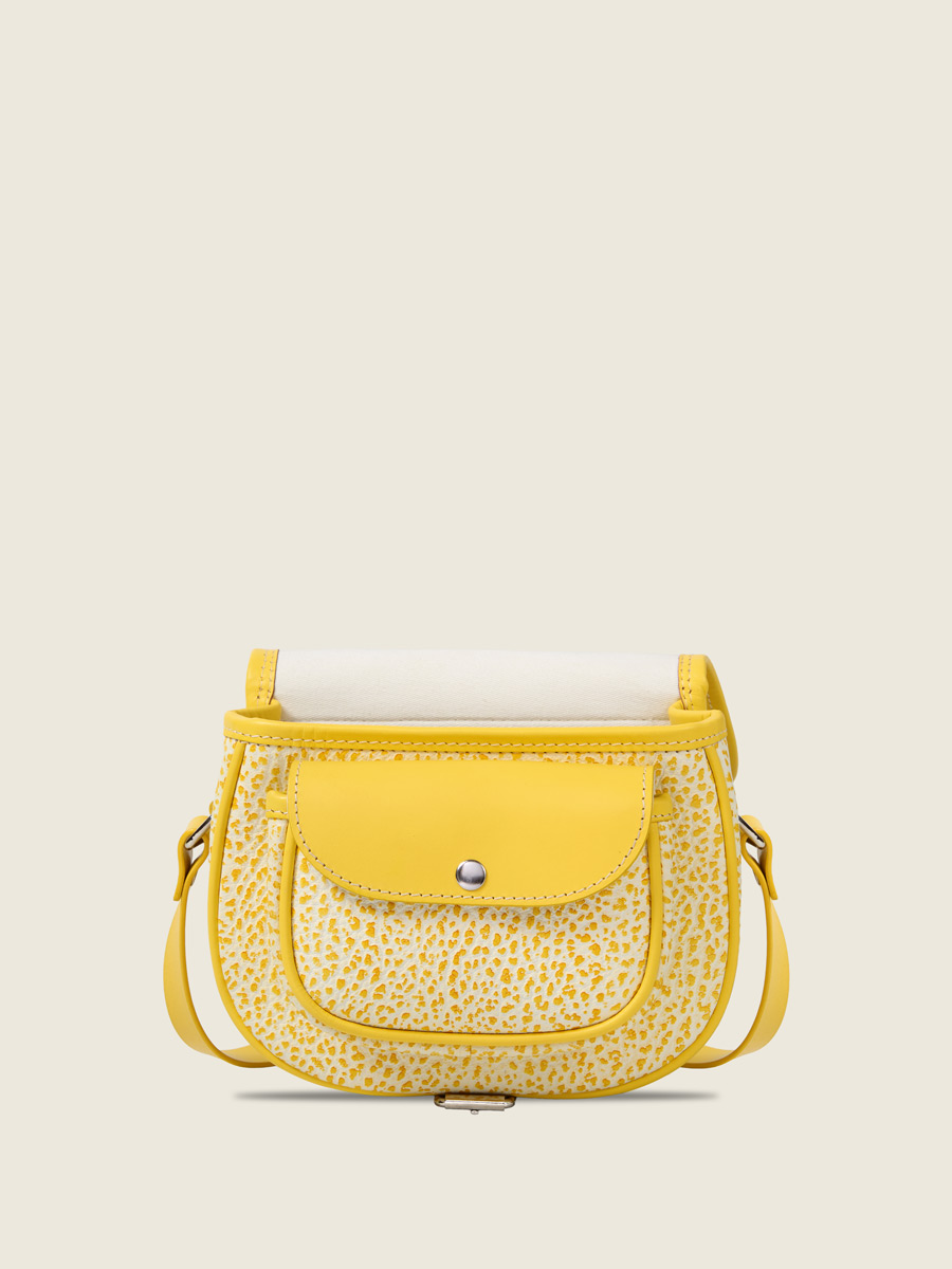 Yellow leather crossbody bag LeBohémien - Citronnade side view
