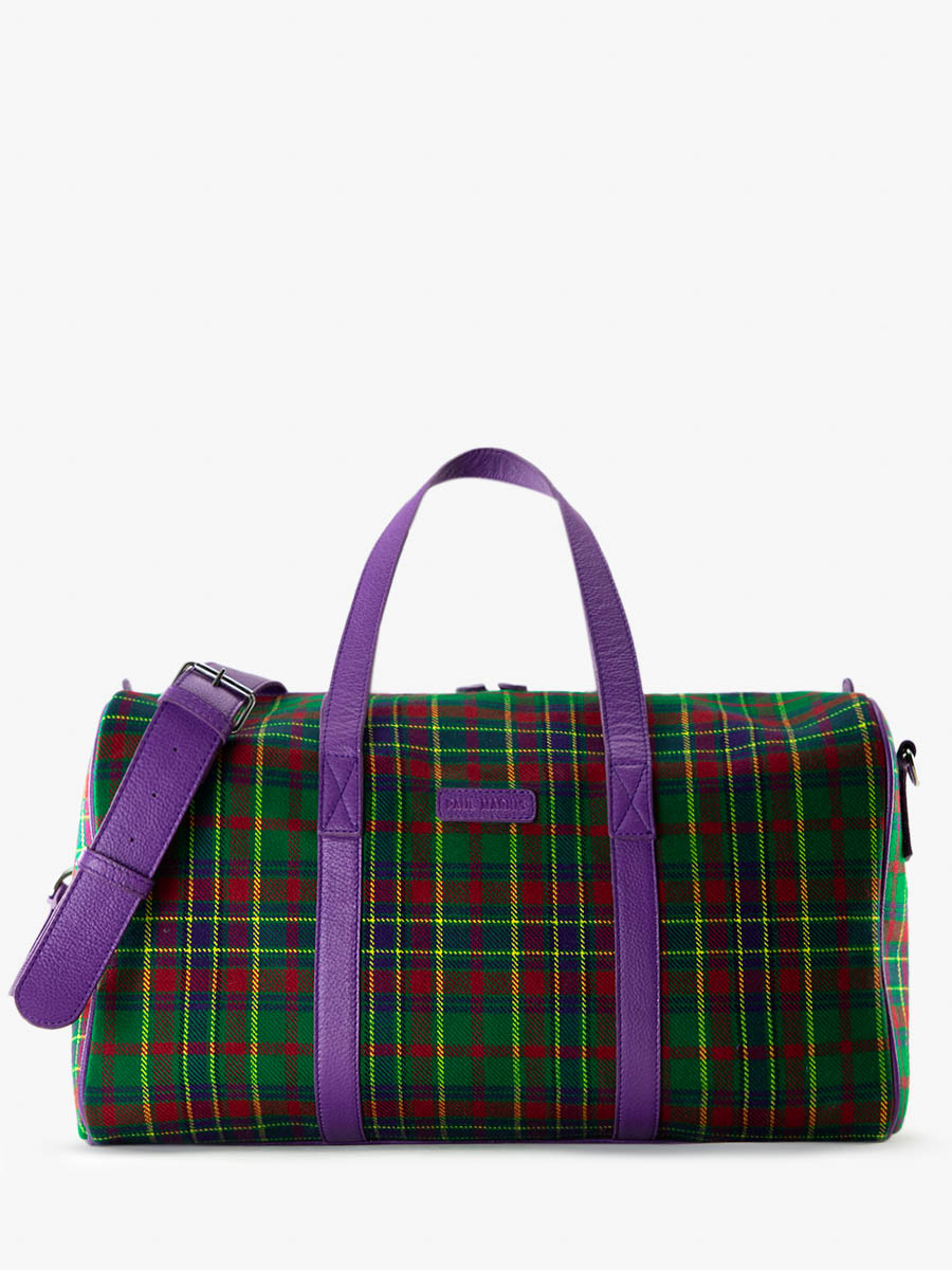 leather-travel-bag-plane-purple-tartan-front-view-picture-lecabine-versus-paul-marius-m103-sco-gr-p