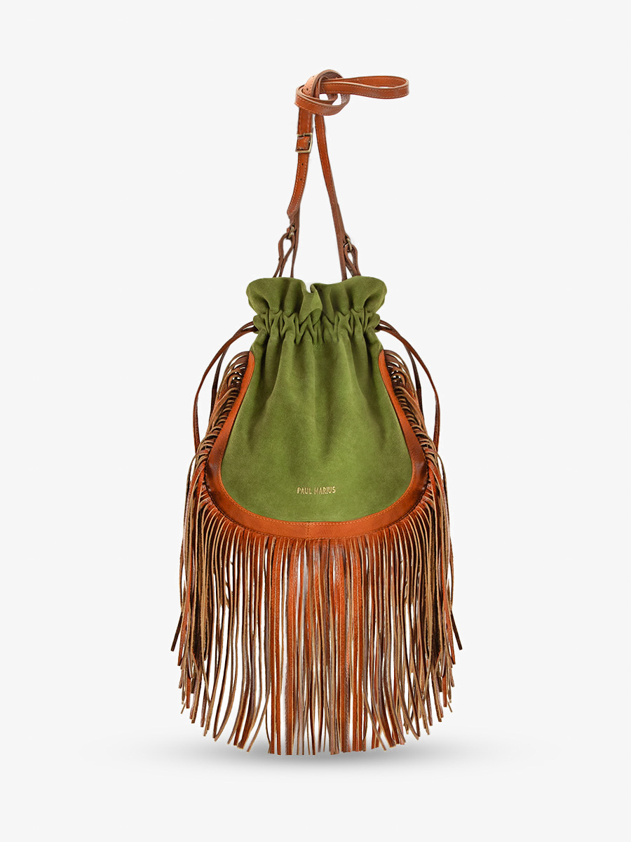 Brown and Khaki Leather Cross body Bag for Women LeChamane Nomade PAUL MARIUS