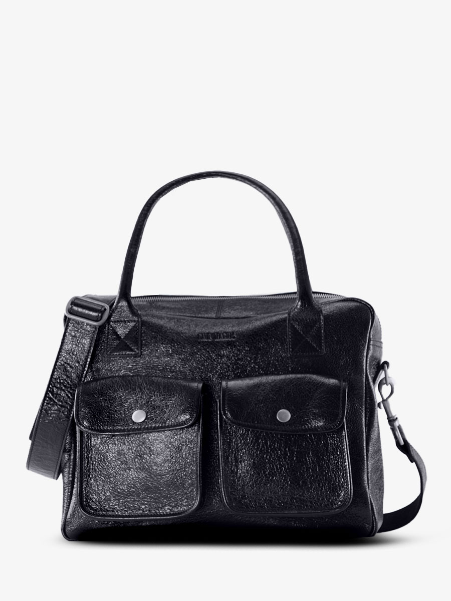 Shimmering Black Leather Handbag for Women LeDandy Eclipse PAUL MARIUS