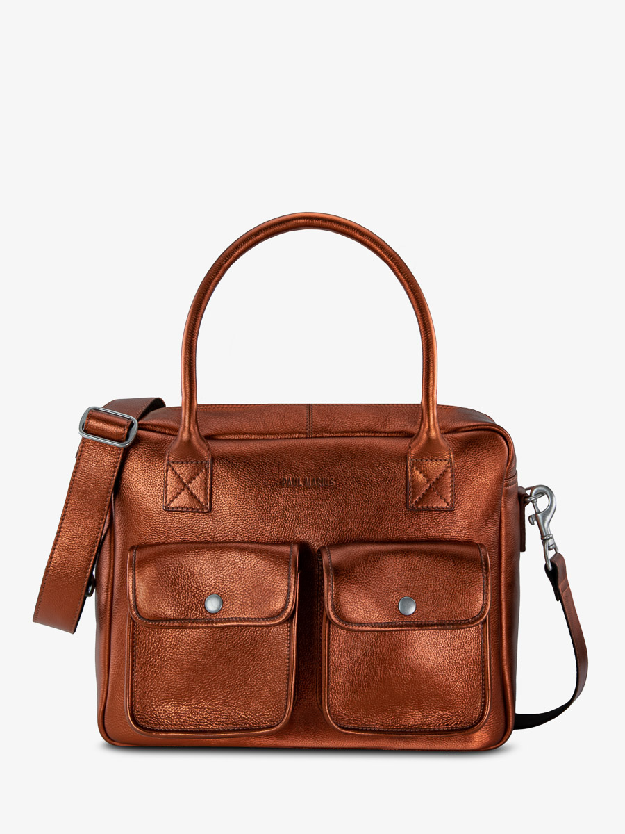 Copper Metallic Leather Handbag for Women LeDandy Ginger PAUL MARIUS