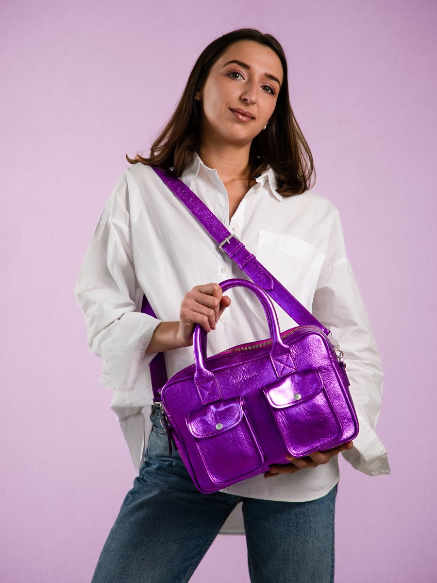 Purple Metallic Leather Handbag for Women LeDandy S Bonbon PAUL MARIUS