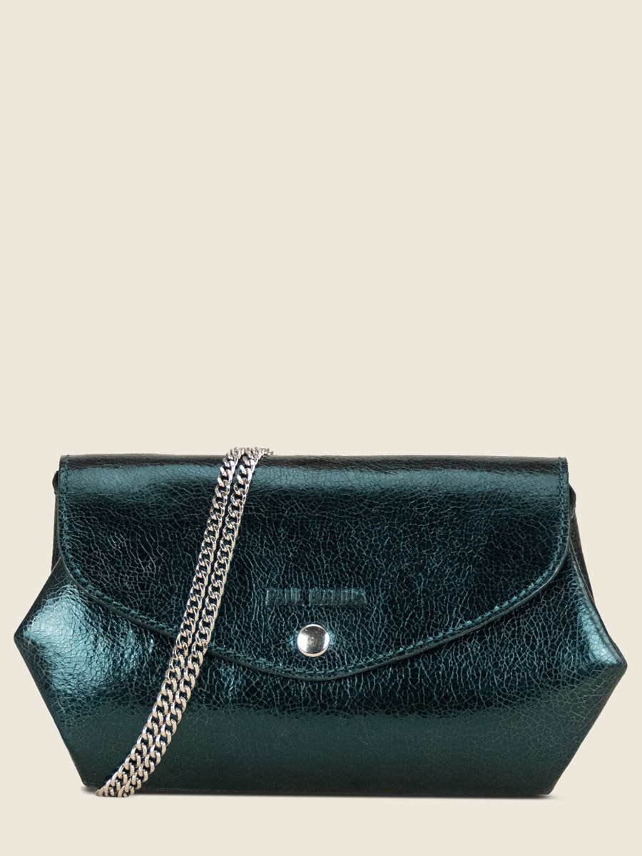 shimmering-green-mini-bag-legustave-pochette-minuit-front-view-clpl-m-gr