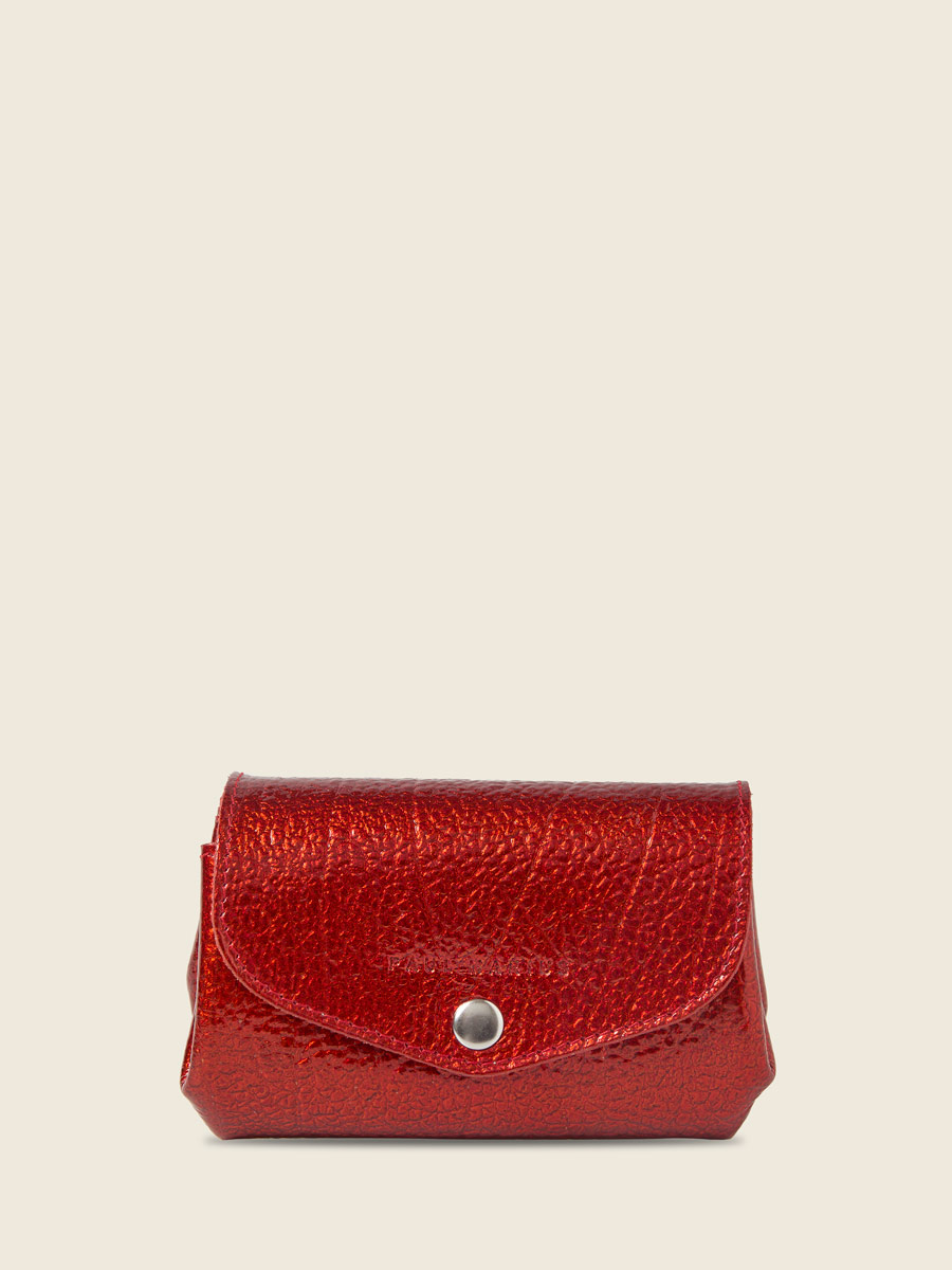 Red leather pouch  LeGustave M - Star Flame front view