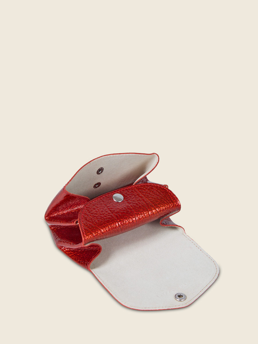 Red leather pouch  LeGustave M - Star Flame side view