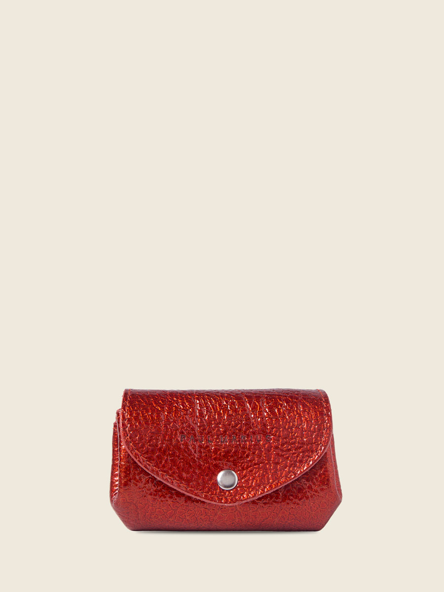 Small red leather purse LeGustave - Star Flame front view