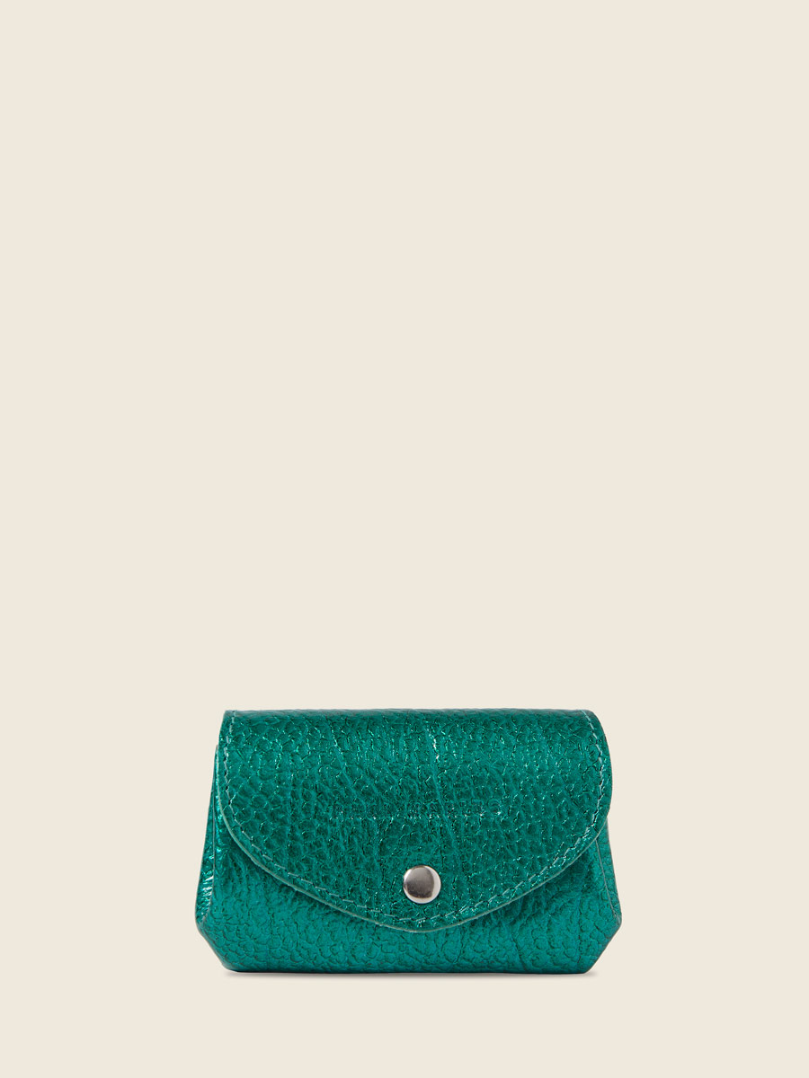 Small blue leather purse LeGustave - Lagoon Star front view