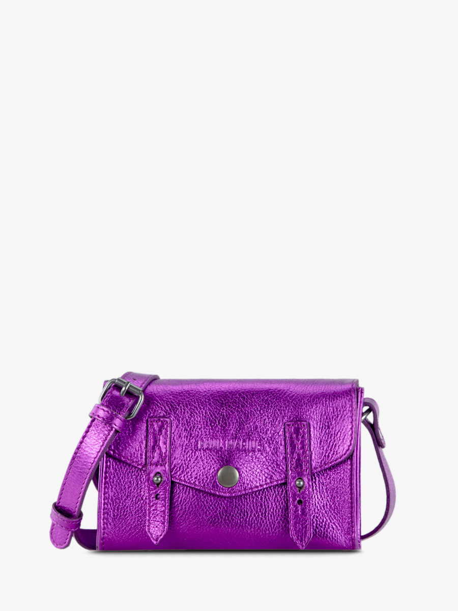 Purple Metallic Leather Cross body Bag for Women LeMini Indispensable Bonbon PAUL MARIUS