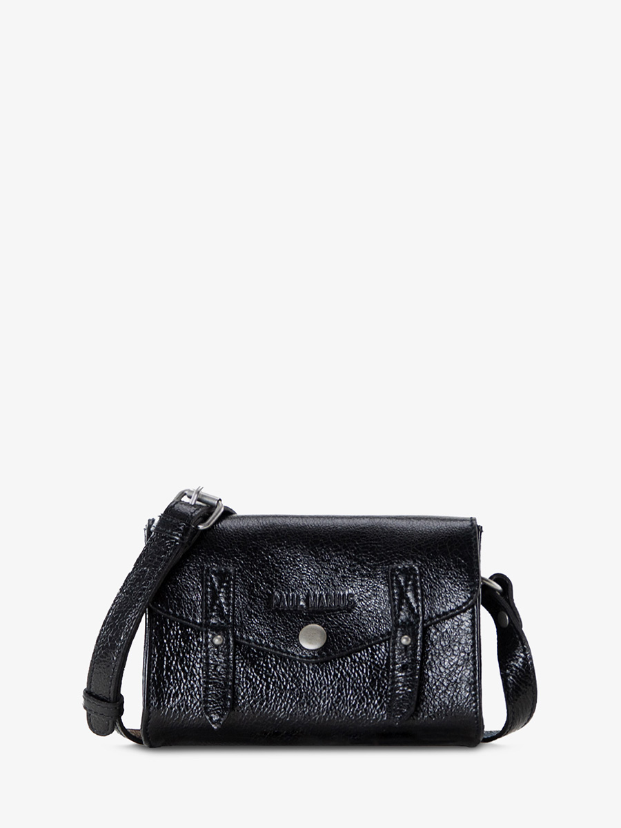 Shimmering Black Leather Cross body Bag for Women LeMini Indispensable Eclipse PAUL MARIUS