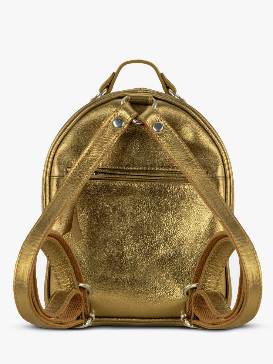 Small Leather Backpack Gold for Women LeMini Intrepide Bronze PAUL MARIUS