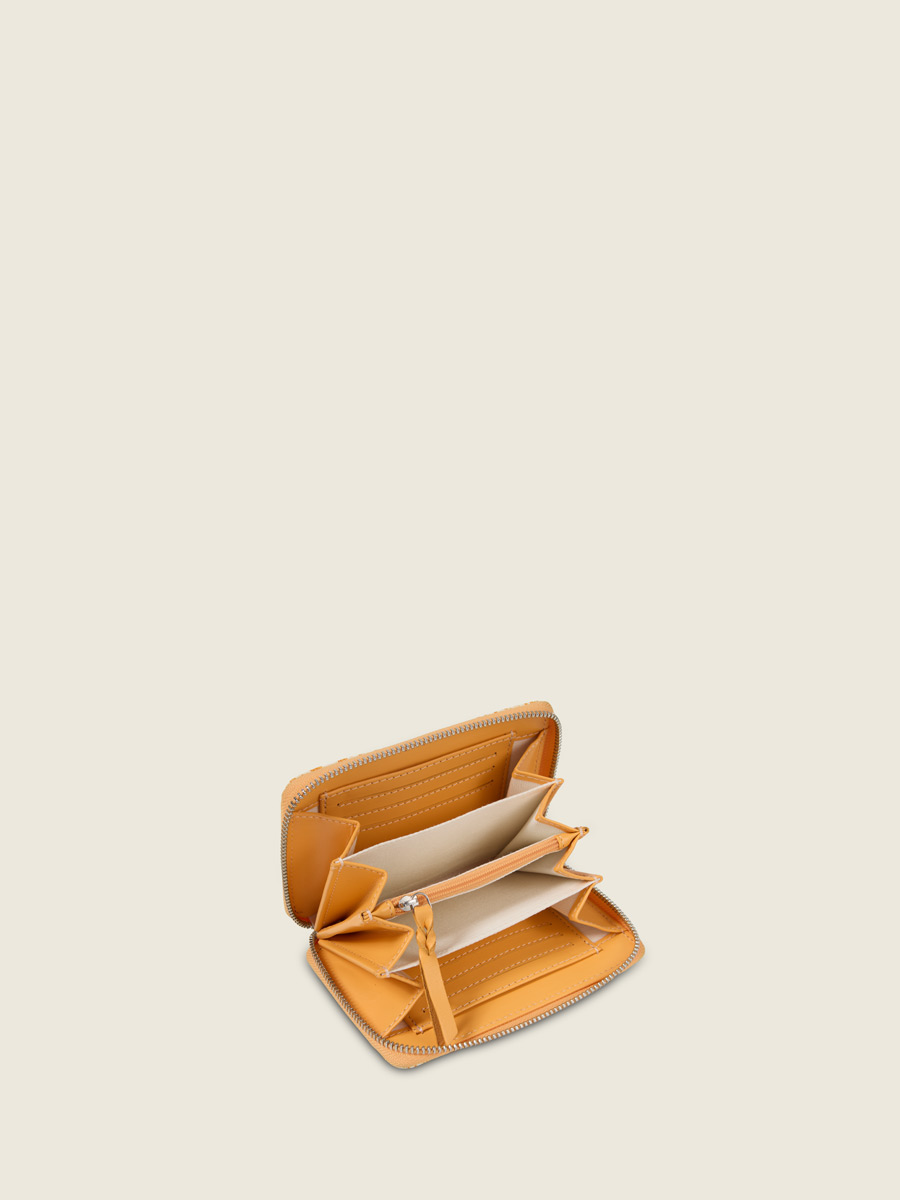 Orange leather wallet LePortefeuille Alice - Orangeade inside view