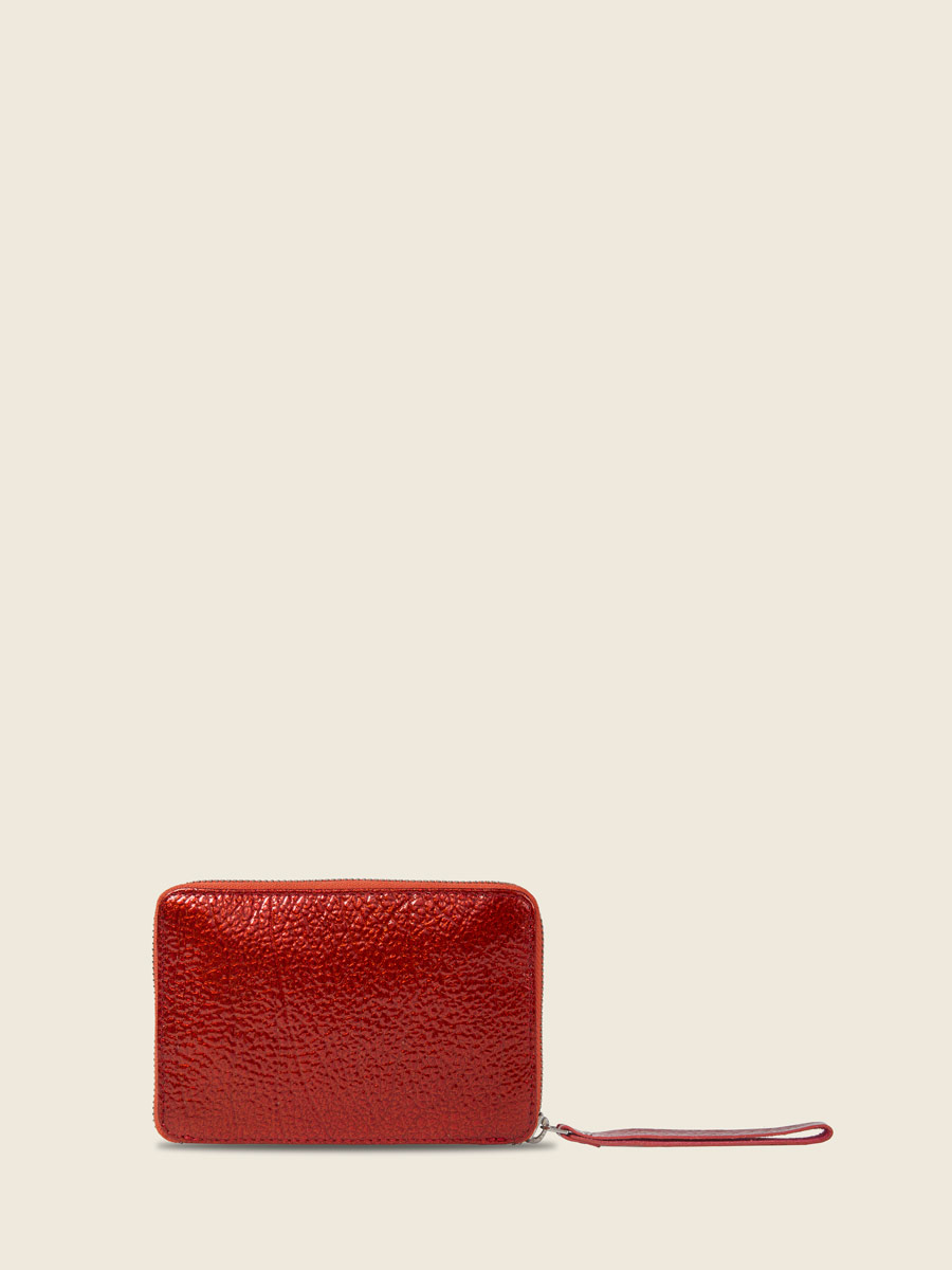 Red leather wallet LePortefeuille Alice - Flame Star back view