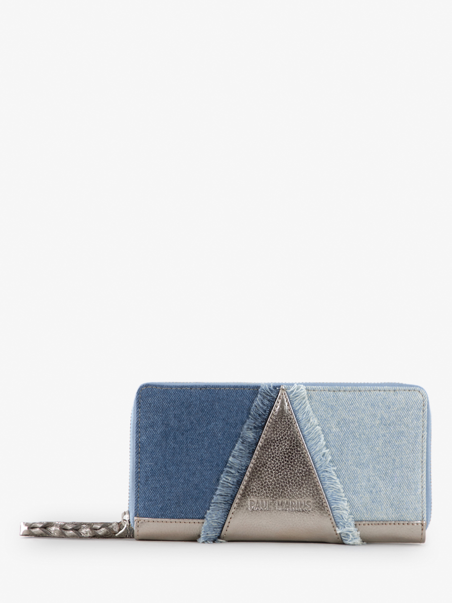 Denim and Silver Leather Wallet Women LePortefeuille Charlotte Denim Steel PAUL MARIUS