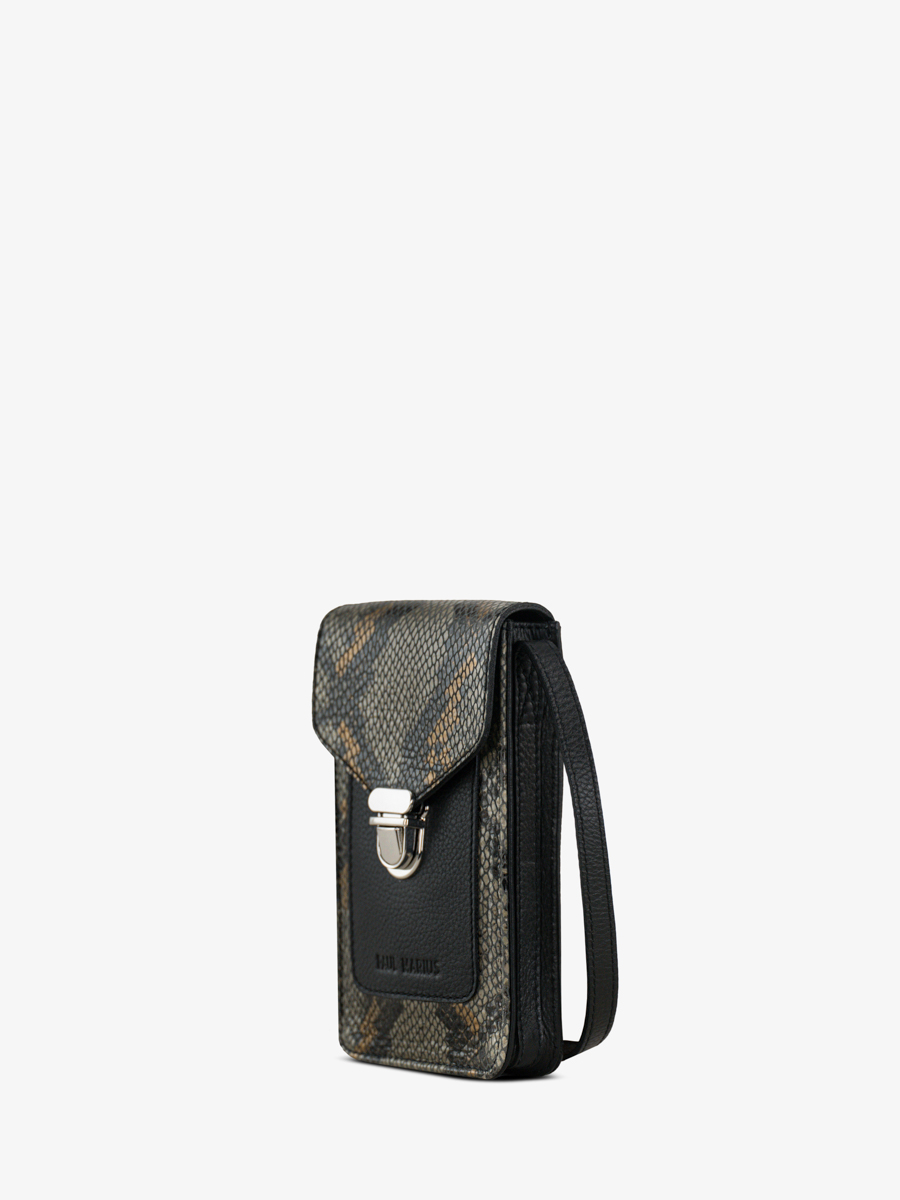 leather-phone-bag-leporte-telephone-python-grey-black-side-view-m88-p-gre-b