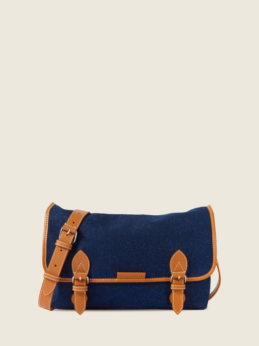 Blue jean & leather crossbody bag Loulou Escapade  - Denim brut front view