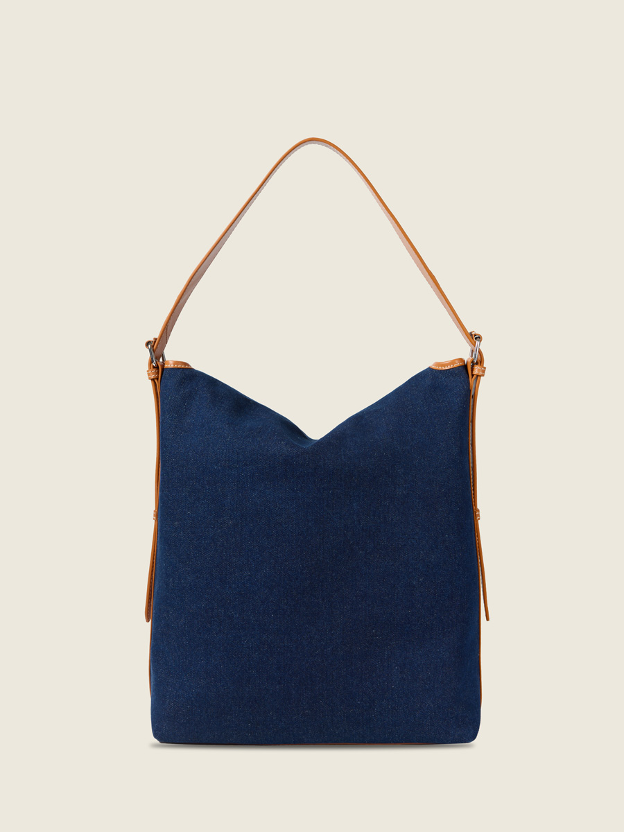 Large blue jean & leather crossbody bag Loulou L Escapade - Denim brut ambient view