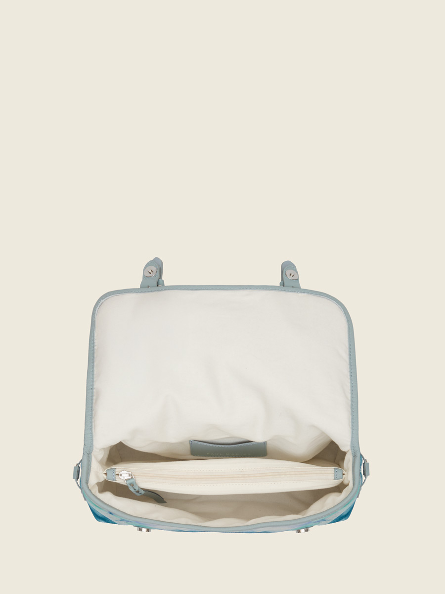 Blue leather crossbody bag Loulou - Tie & Dye Blue ambient view