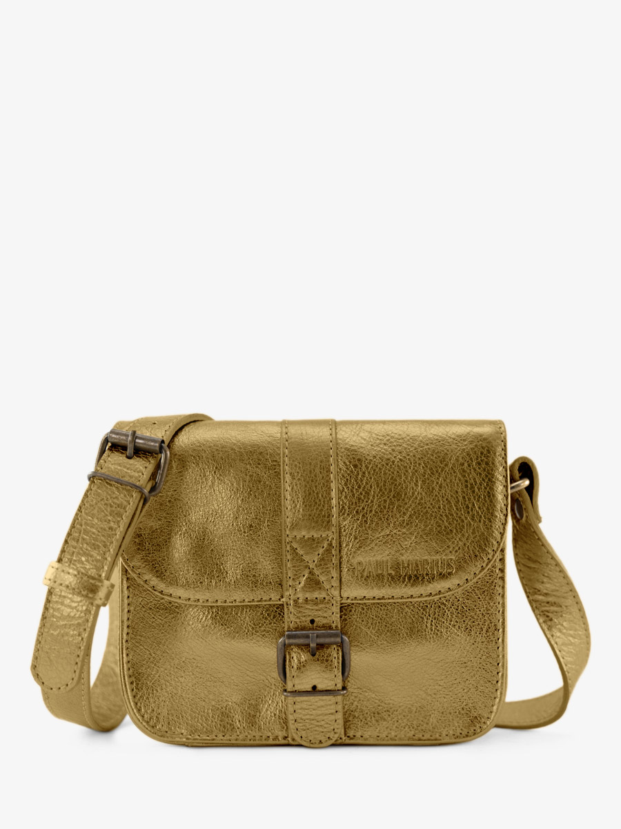 Small Gold Leather Shoulder Bag for Women L Essentiel Bronze PAUL MARIUS