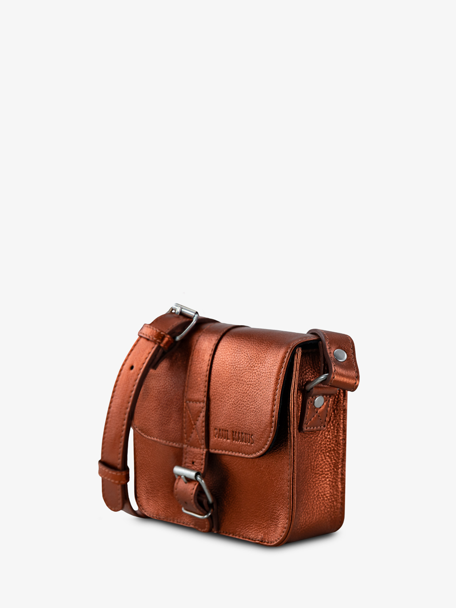 Mini Copper Metallic Leather Shoulder bag L Essentiel Ginger PAUL MARIUS