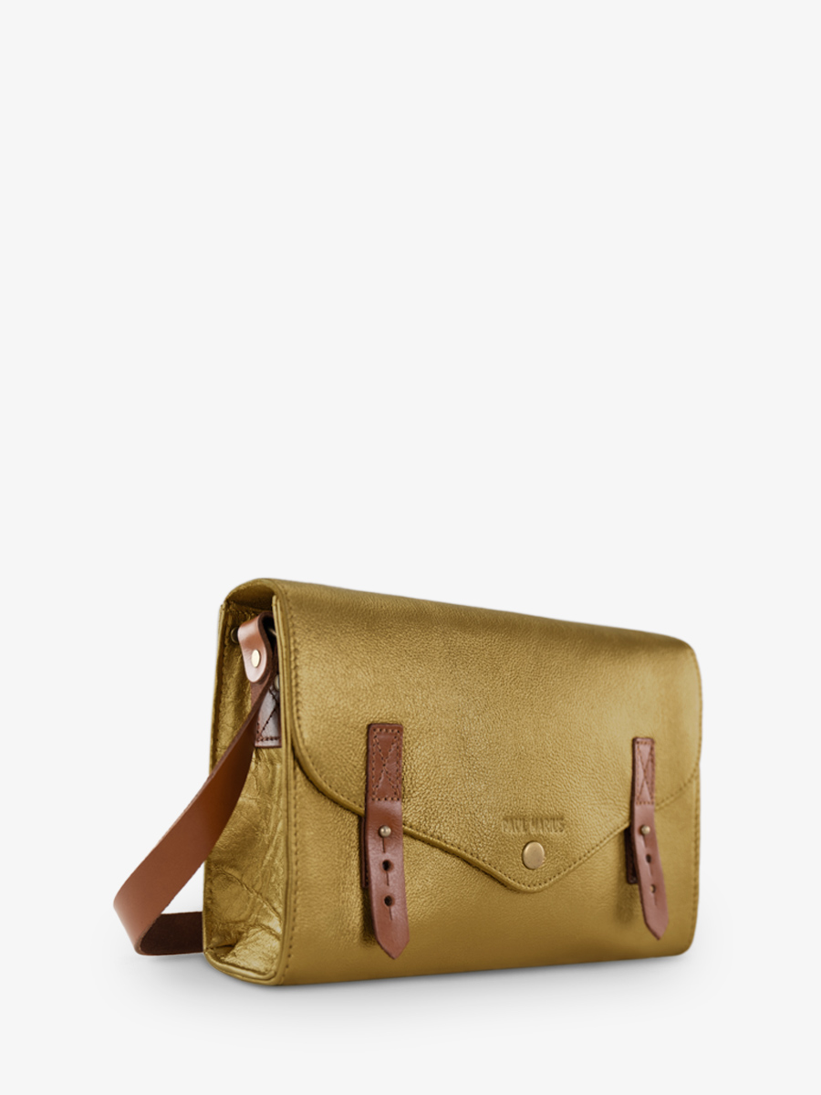Gold Leather Shoulder Bag for Women L Indispensable Bronze PAUL MARIUS
