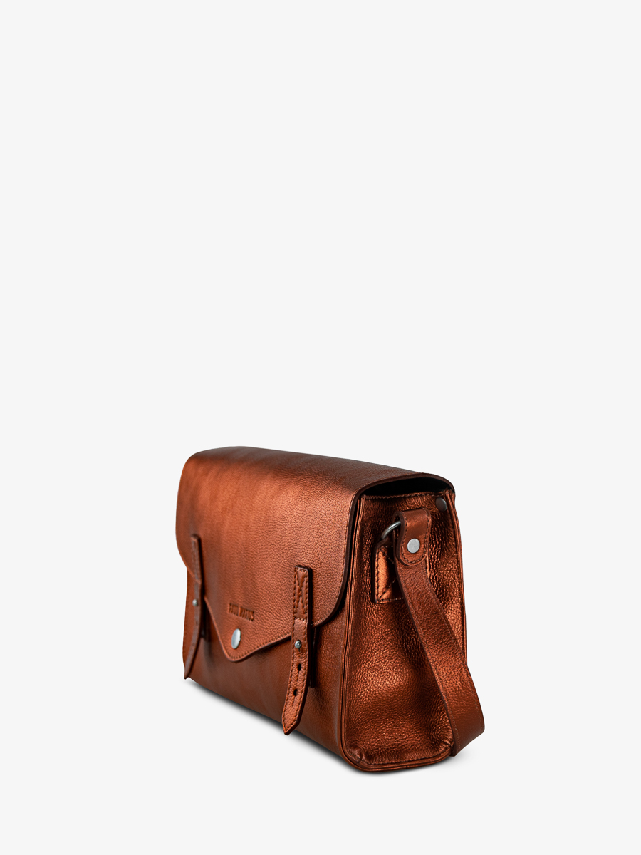 Copper Metallic Leather Shoulder Bag for Women L Indispensable Ginger PAUL MARIUS