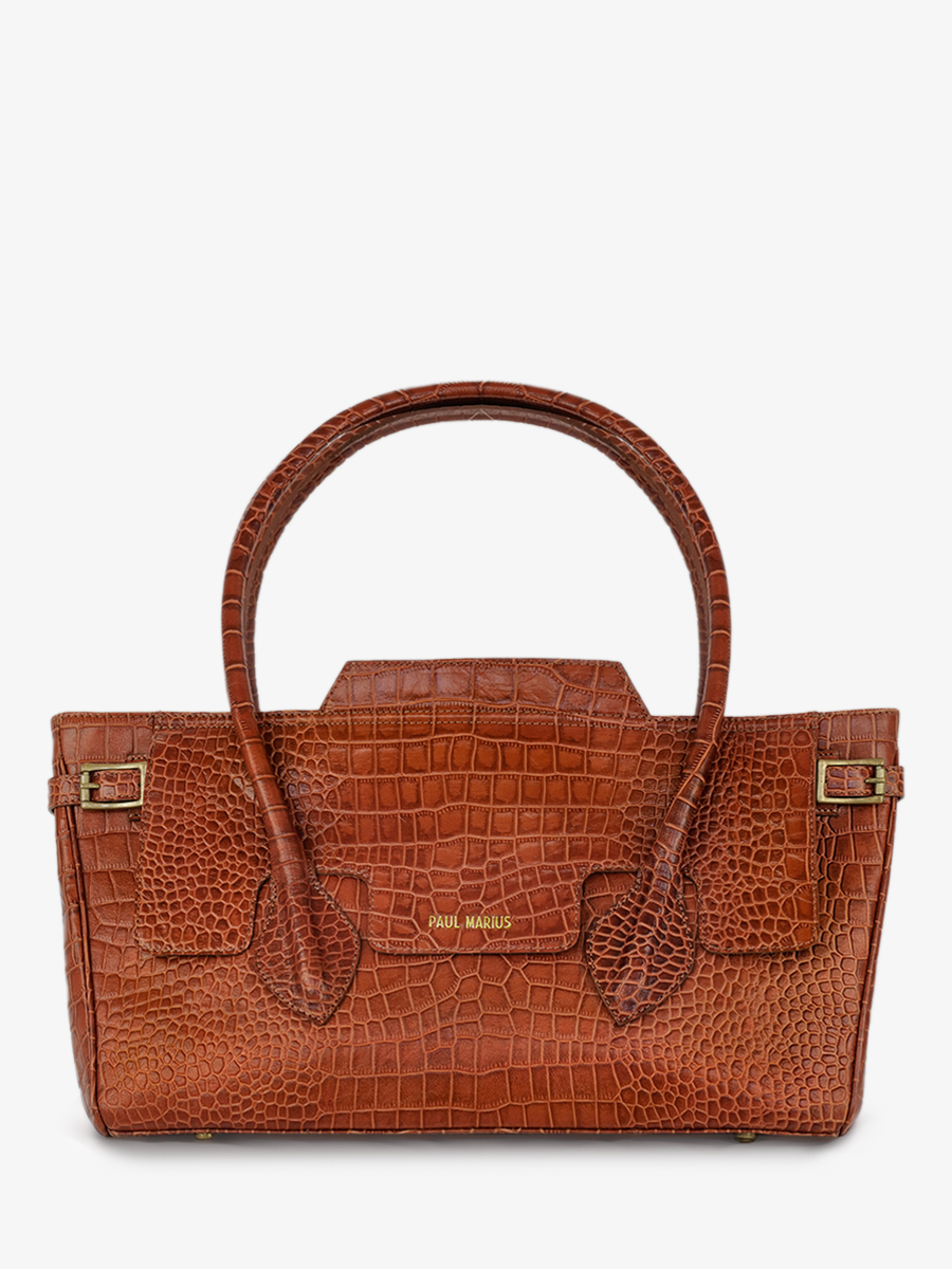 leather-shoulder-bag-for-woman-brown-front-view-picture-madeleine-alligator-amber-paul-marius-3760125357225