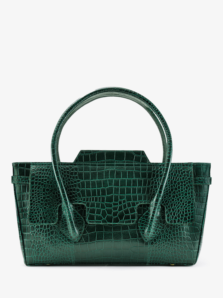 Green Croc Embossed Genuine Leather Handbags Satchel Bags for Work