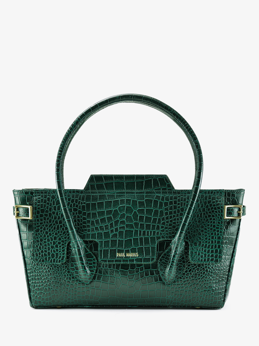 leather-shoulder-bag-for-woman-dark-green-side-view-picture-madeleine-alligator-malachite-paul-marius-3760125357324