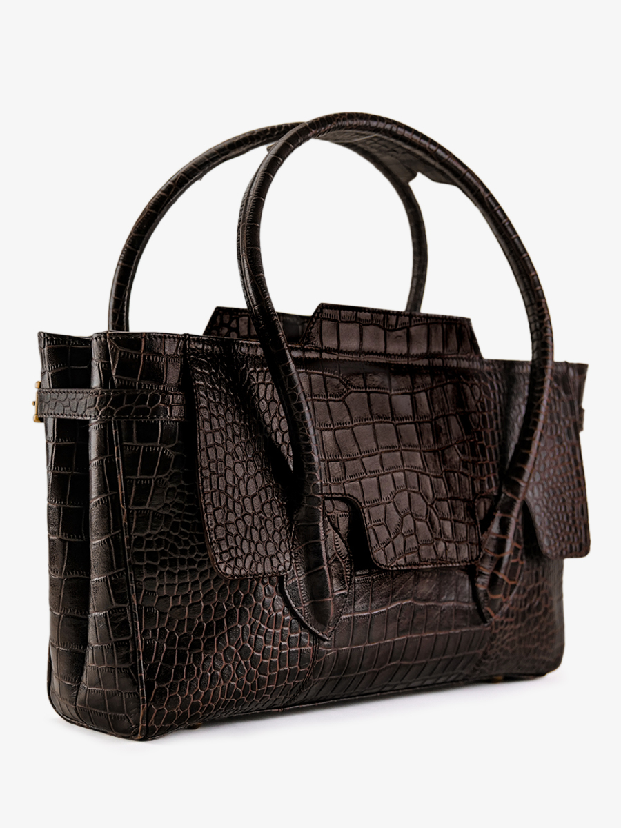 leather-shoulder-bag-for-woman-dark-brown-side-view-picture-madeleine-alligator-tigers-eye-paul-marius-3760125357430