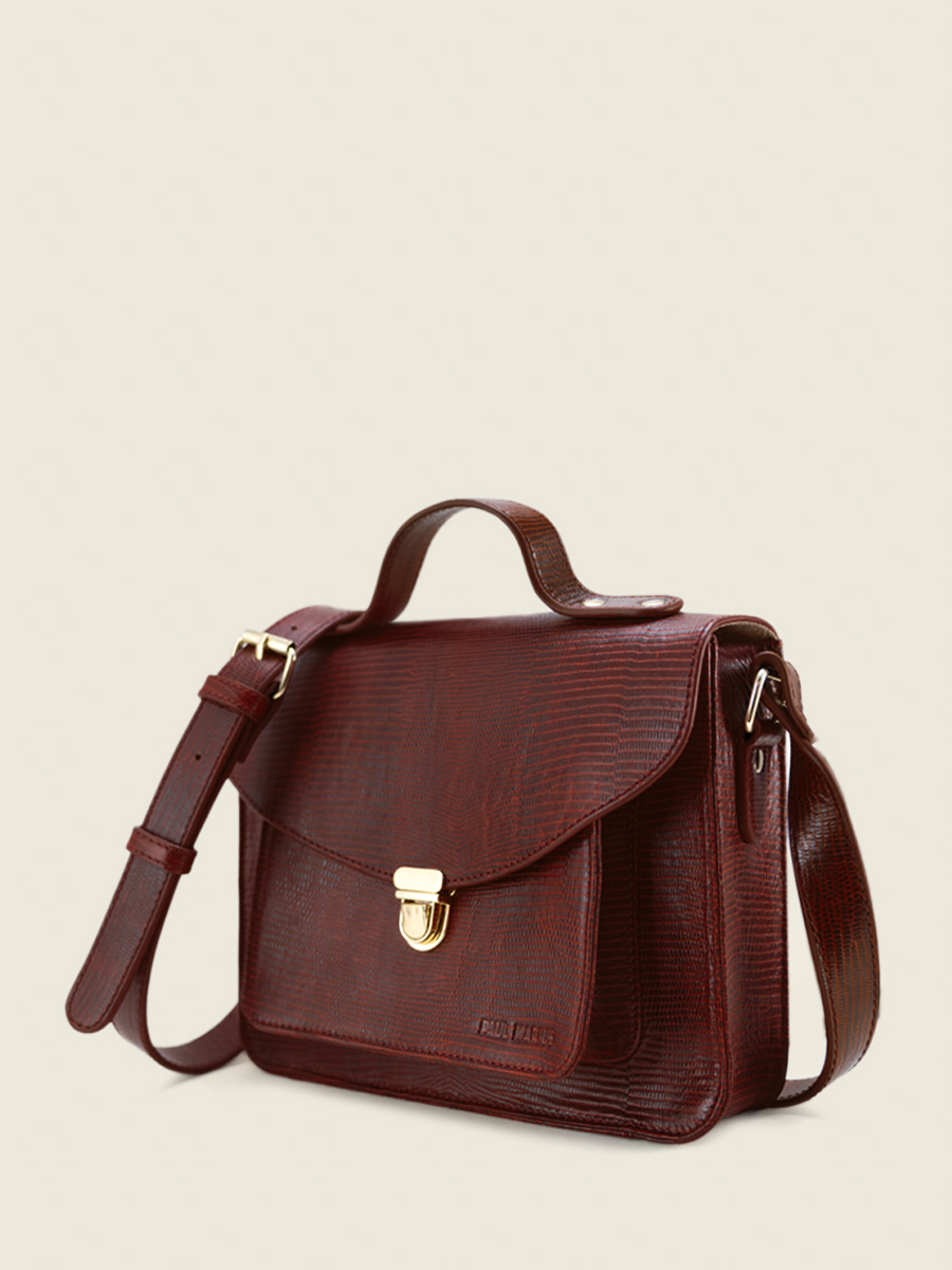 Red Leather Handbag for Women Mademoiselle George 1960 Garnet PAUL MARIUS