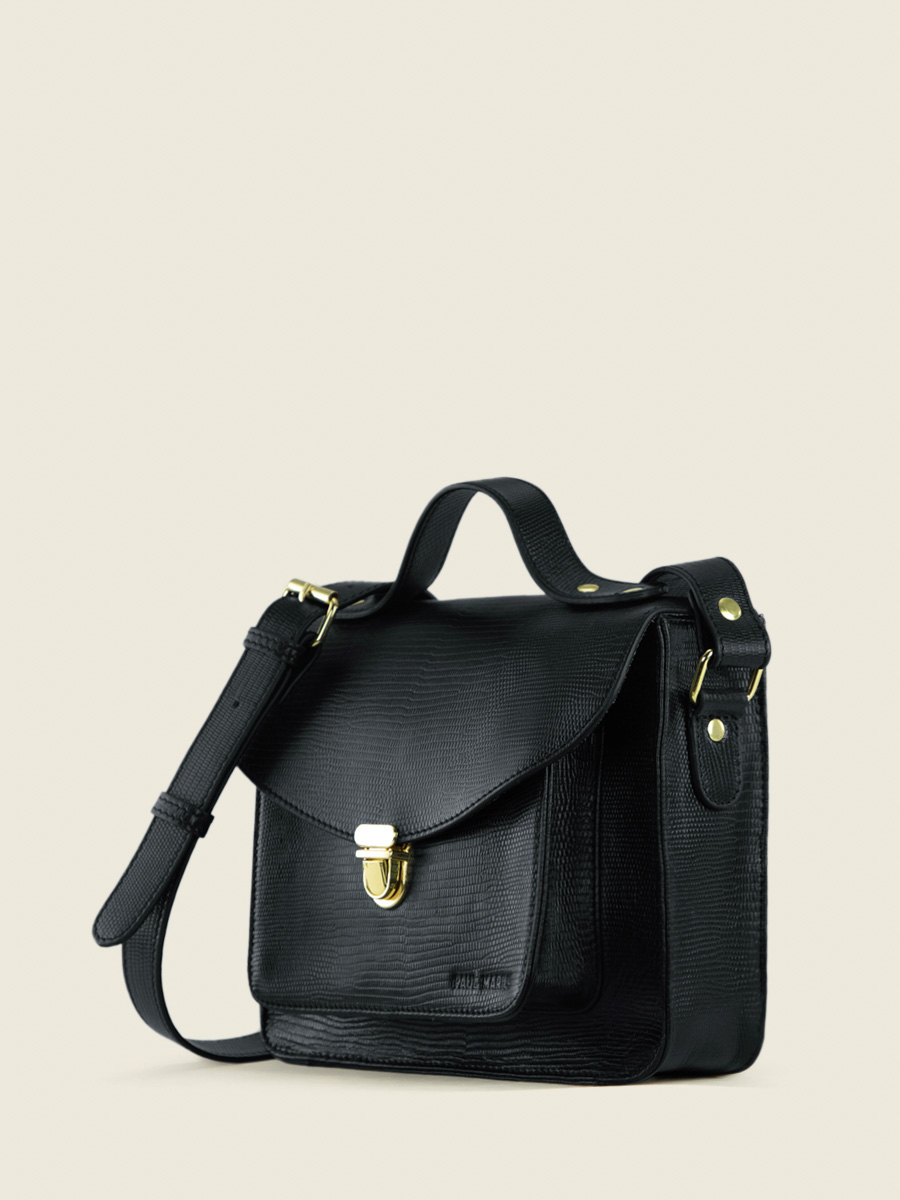 jet-black-leather-handbag-mademoiselle-george-1960-paul-marius-side-view-picture-w05-l-b