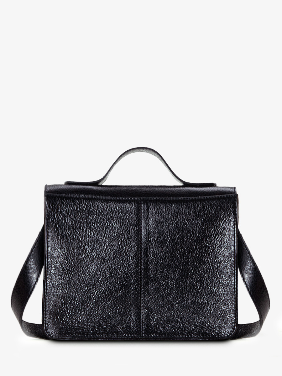 Shimmering Black Leather Handbag for Women Mademoiselle George Eclipse PAUL MARIUS