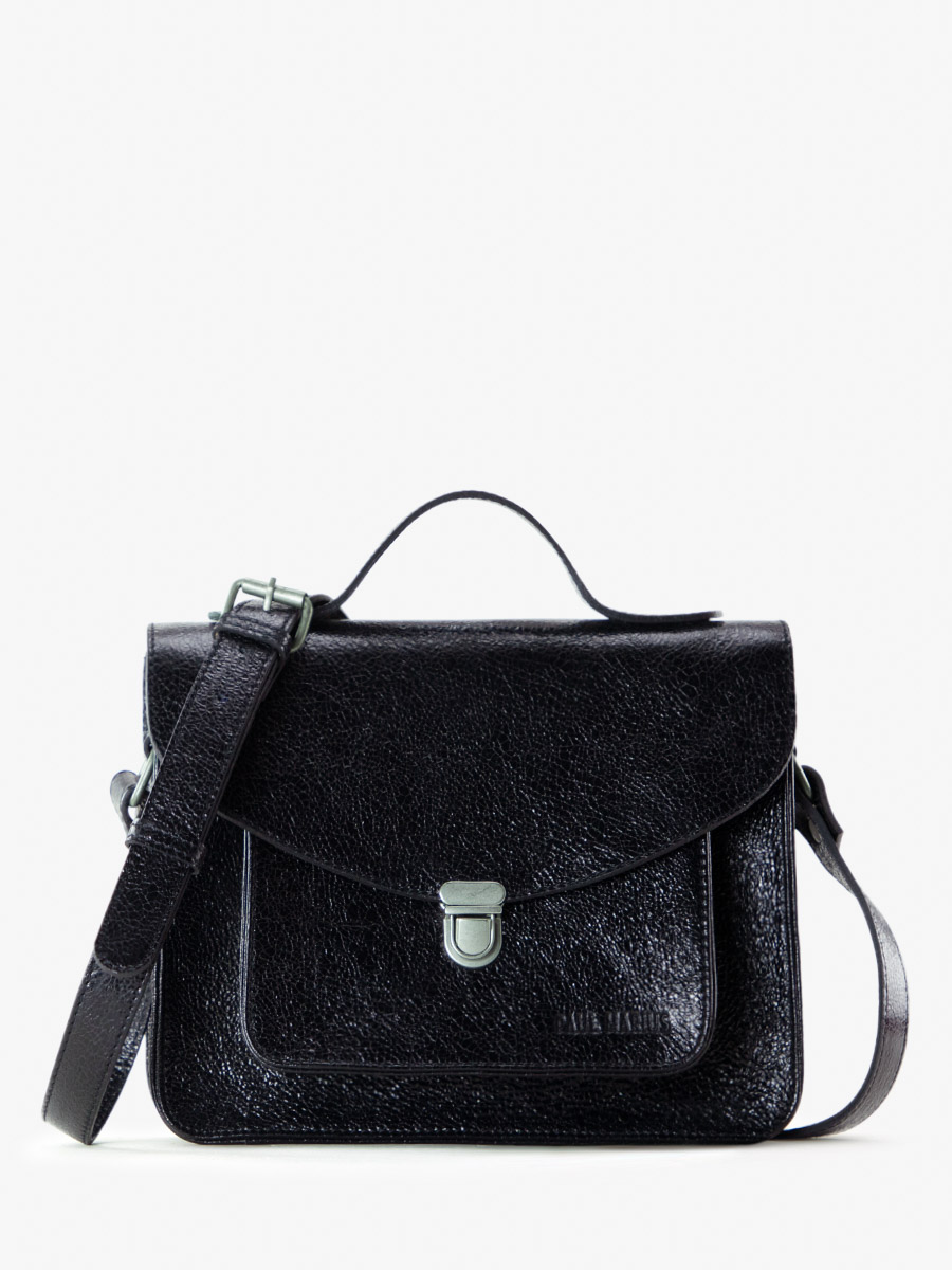 shimmering-black-leather-handbag-mademoiselle-george-eclipse-paul-marius-front-view-picture-w05-m-b