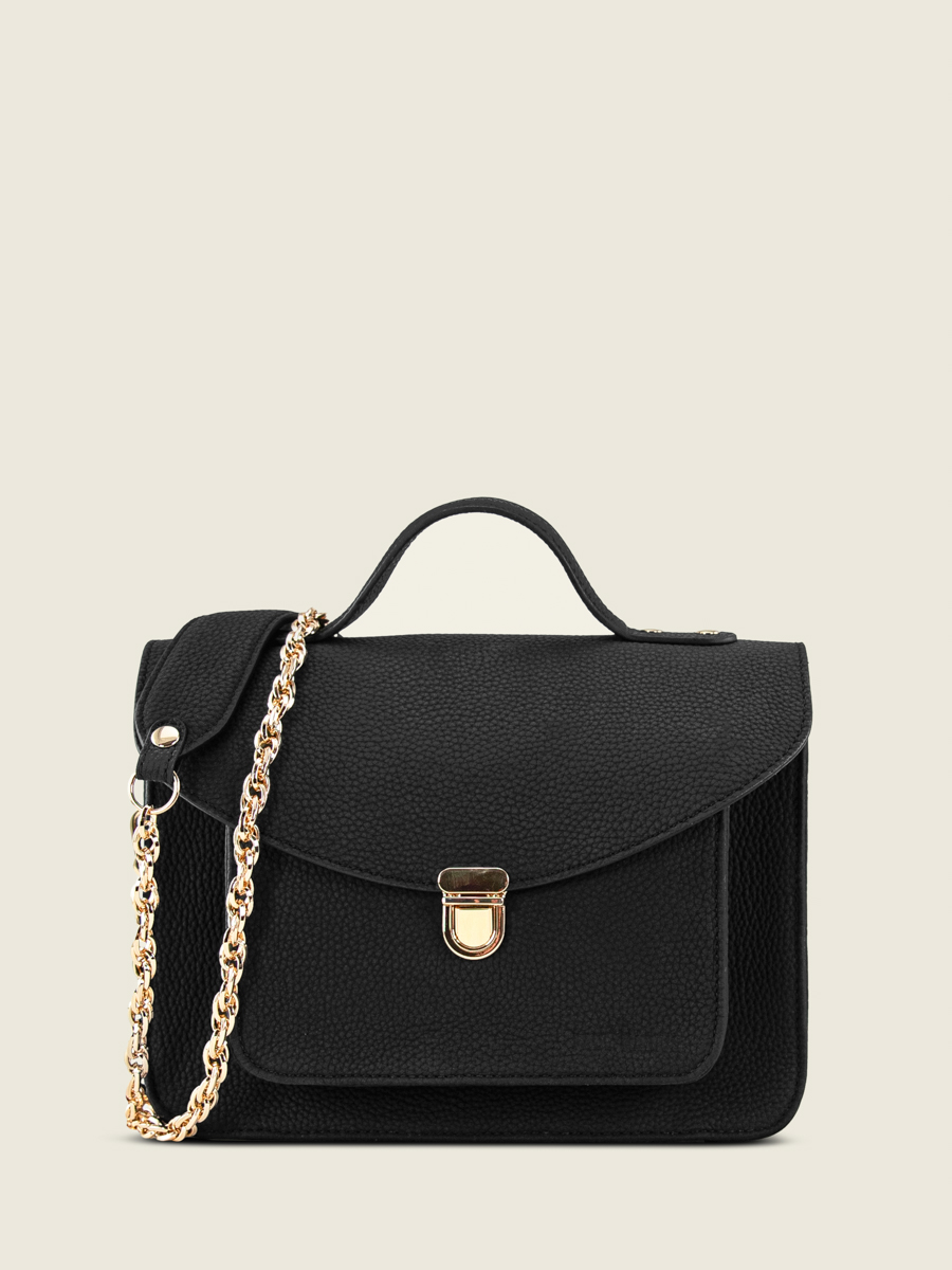 cross-body-bag-leather-mademoiselle-george-n2-soft-black-front-view-w105-bm-b