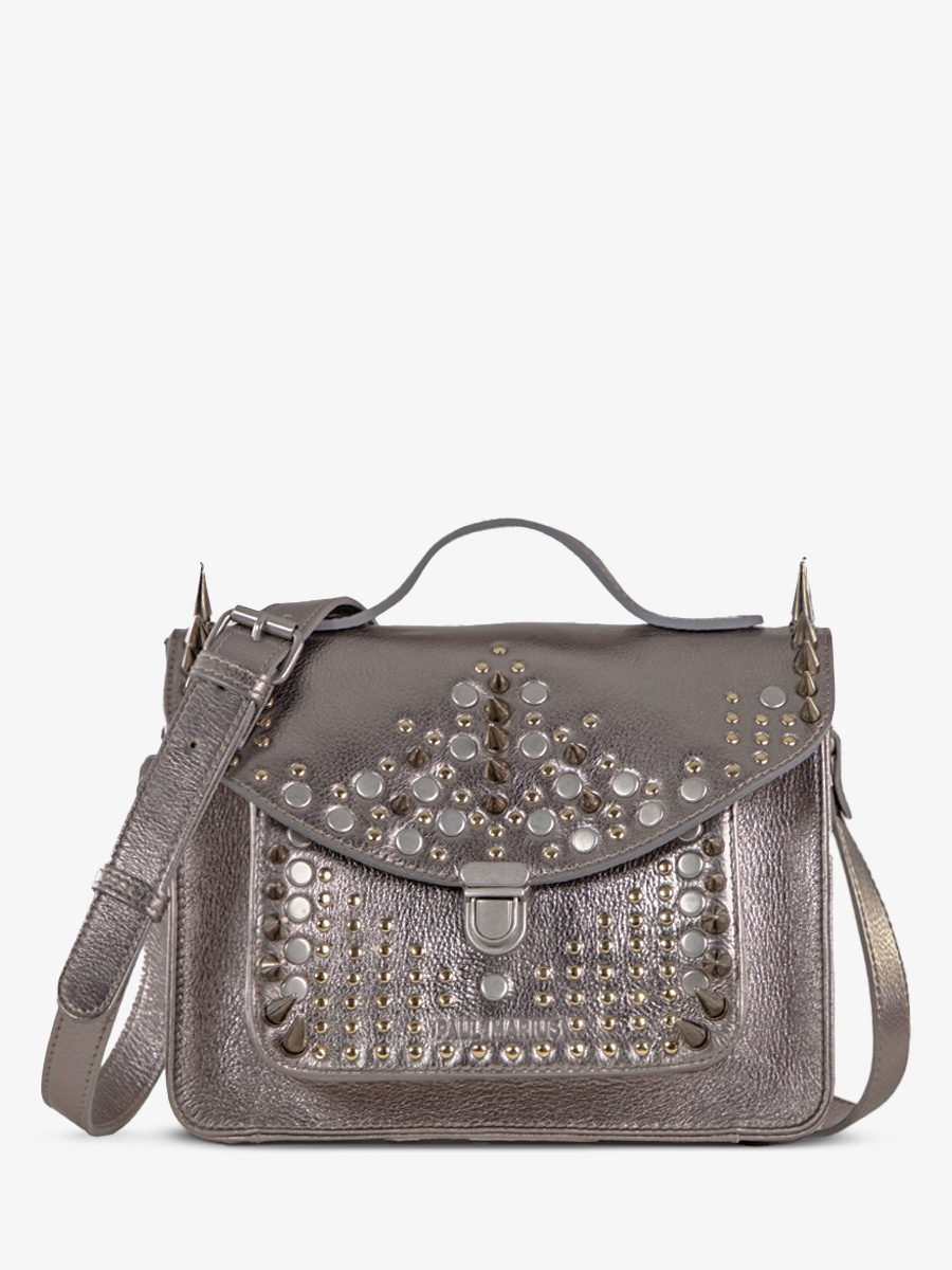 silver-leather-cross-body-bag-mademoiselle-george-edition-noire-opus-paul-marius-front-view-picture-w05-bed-op4-gm