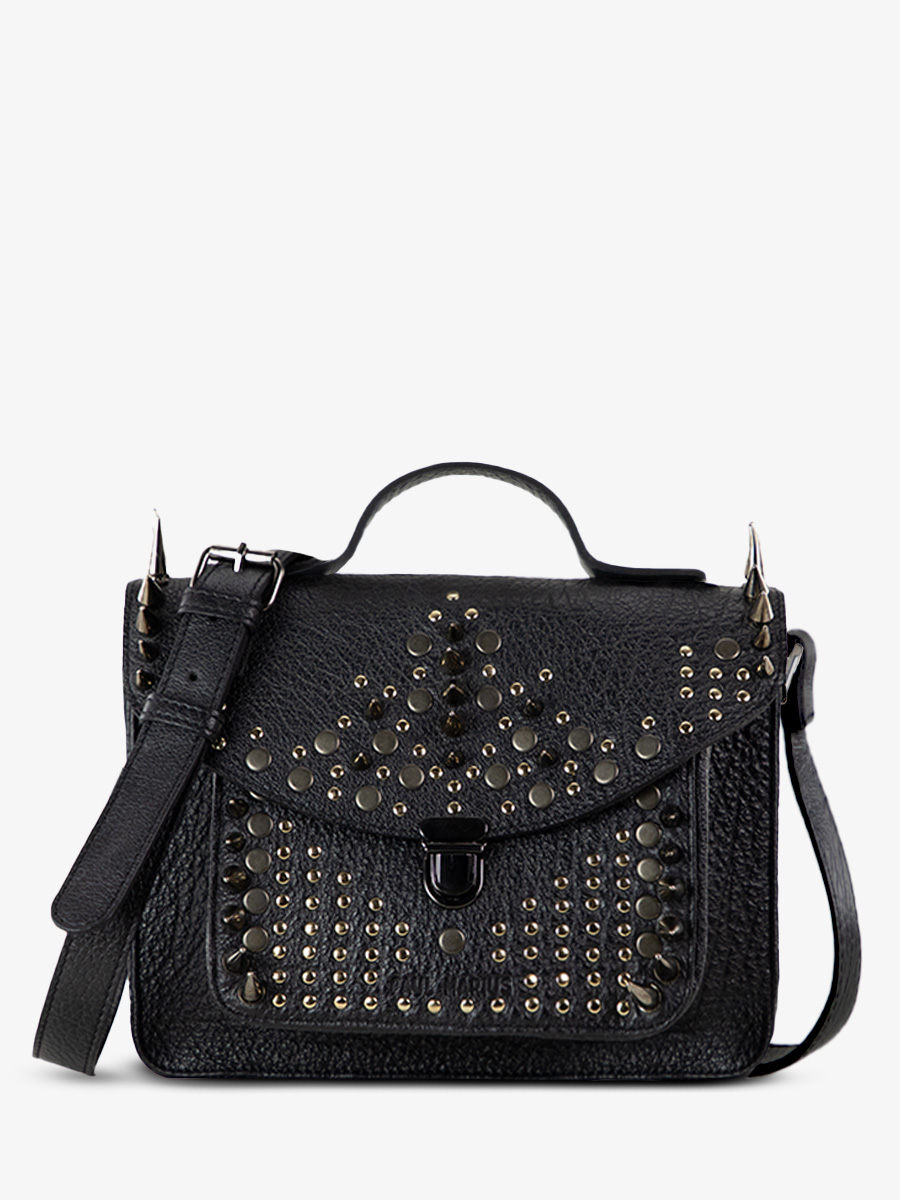 black-leather-cross-body-bag-mademoiselle-george-edition-noire-opus-paul-marius-front-view-picture-w05-bed-op4-b