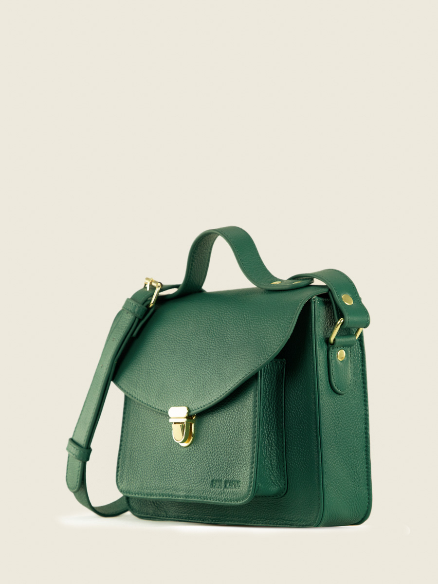Green Leather Handbag for Women Mademoiselle George Azur Imperial Green PAUL MARIUS