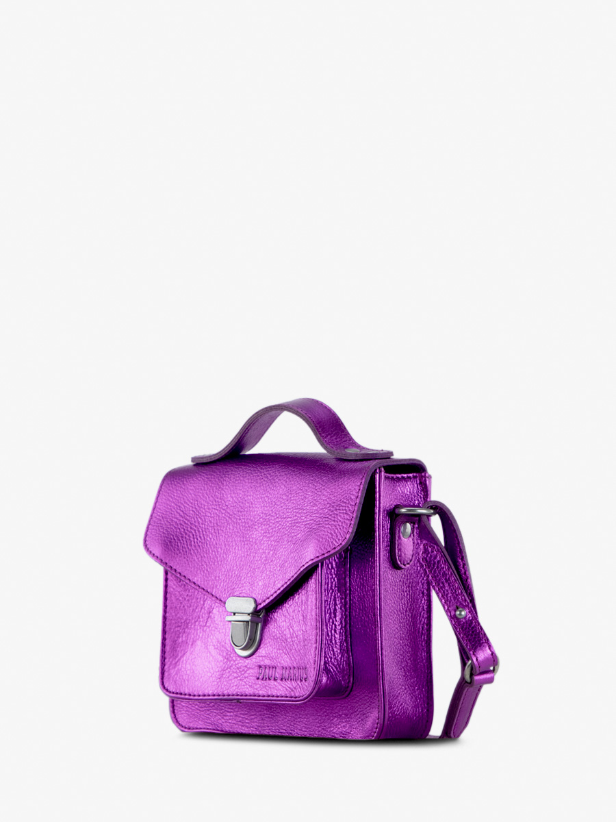 Purple Metallic Leather Handbag for Women Mademoiselle George XS Bonbon PAUL MARIUS